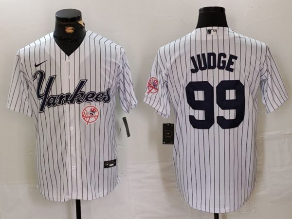 Men's New York Yankees #99 Aaron Judge White Cool Base Stitched Baseball Jerseys