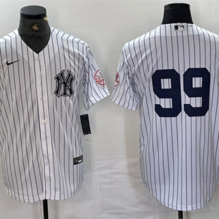 Men's New York Yankees #99 Aaron Judge White Cool Base Stitched Baseball Jersey