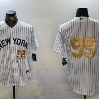 Men's New York Yankees #99 Aaron Judge White Pinstripe Without Name Fashion Cool Base Jerseys