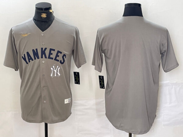 Men's New York Yankees Blank Grey Cool Base Stitched Baseball Jerseys