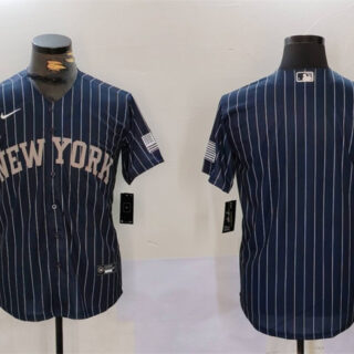 Men's New York Yankees Blank Navy Cool Base Stitched Baseball Jersey