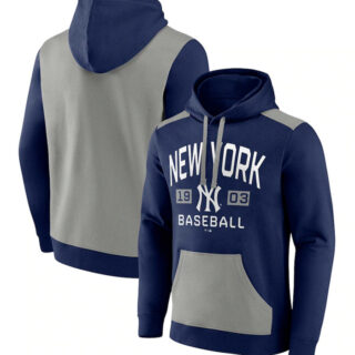 Men's New York Yankees Navy Grey Chip In Pullover Hoodie