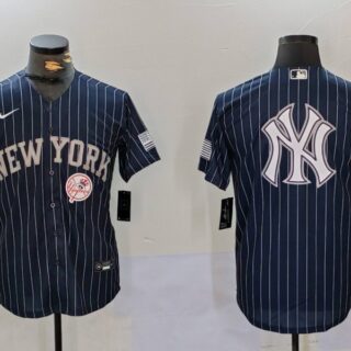 Men's New York Yankees Navy Team Big Logo Cool Base Stitched Baseball Jerseys