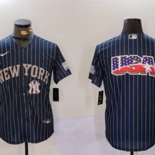 Men's New York Yankees Navy Team Big Logo Cool Base Stitched Baseball Jerseys