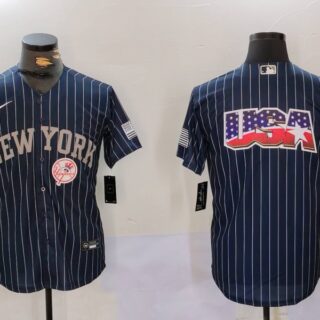 Men's New York Yankees Navy Team Big Logo Cool Base Stitched Baseball Jerseys