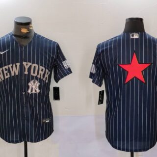 Men's New York Yankees Navy Team Big Logo Cool Base Stitched Baseball Jerseys
