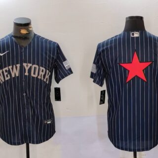 Men's New York Yankees Navy Team Big Logo Cool Base Stitched Baseball Jerseys