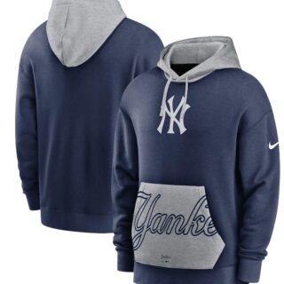 Men's New York Yankees Nike Navy Gray Heritage Tri Blend Pullover Hoodie