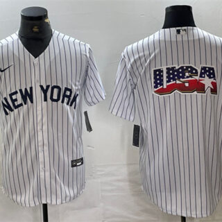 Men's New York Yankees Team Big Logo White Cool Base Stitched Baseball Jersey 3