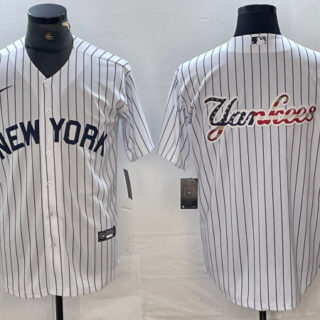 Men's New York Yankees Team Big Logo White Cool Base Stitched Baseball Jersey 4