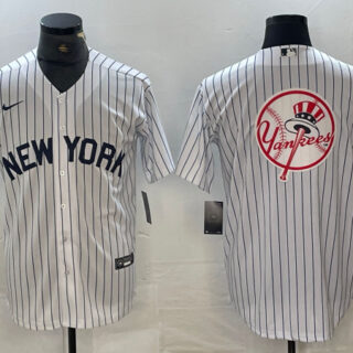 Men's New York Yankees Team Big Logo White Cool Base Stitched Baseball Jersey2