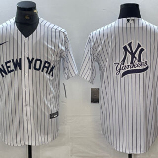 Men's New York Yankees Team Big Logo White Cool Base Stitched Baseball Jerseys
