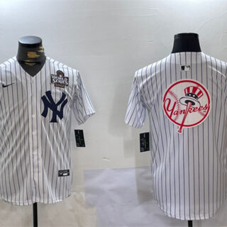 Men's New York Yankees White Team Big Logo 2024 World Series Home Limited Stitched Baseball Jersey