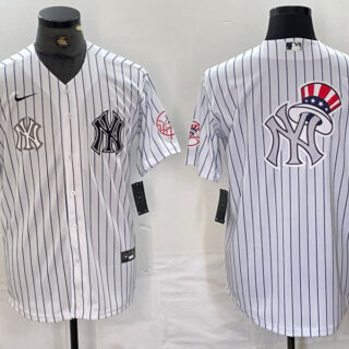 Men's New York Yankees White Team Big Logo Cool Base Stitched Baseball Jersey