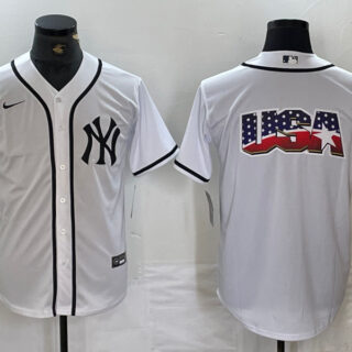 Men's New York Yankees White Team Big Logo Cool Base Stitched Baseball Jersey