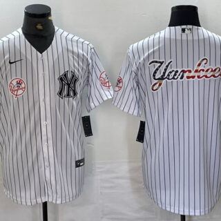 Men's New York Yankees White Team Big Logo Cool Base Stitched Baseball Jersey