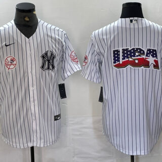 Men's New York Yankees White Team Big Logo Cool Base Stitched Baseball Jersey