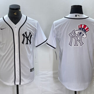 Men's New York Yankees White Team Big Logo Cool Base Stitched Baseball Jersey