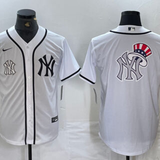 Men's New York Yankees White Team Big Logo Cool Base Stitched Baseball Jersey