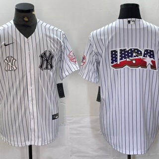 Men's New York Yankees White Team Big Logo Cool Base Stitched Baseball Jersey