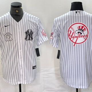 Men's New York Yankees White Team Big Logo Cool Base Stitched Baseball Jersey