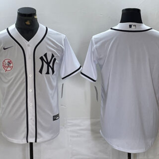 Men's New York Yankees White Team Big Logo Cool Base Stitched Baseball Jersey
