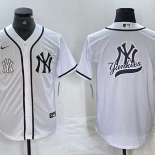 Men's New York Yankees White Team Big Logo Cool Base Stitched Baseball Jersey