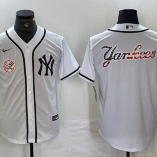 Men's New York Yankees White Team Big Logo Cool Base Stitched Baseball Jersey