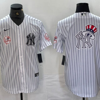 Men's New York Yankees White Team Big Logo Cool Base Stitched Baseball Jersey
