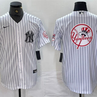 Men's New York Yankees White Team Big Logo Cool Base Stitched Baseball Jersey 6
