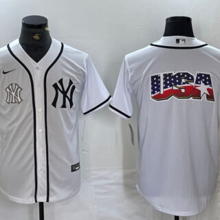 Men's New York Yankees White Team Big Logo Cool Base Stitched Baseball Jersey