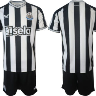 Men's Newcastle United Custom 2023 24 White Black Home Soccer Jersey Suit