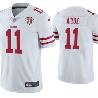 Men's Nike 49ers 11 Brandon Aiyuk White 75th Anniversary Vapor Untouchable Limited Jersey