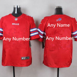 Men's Nike Bills Red Stitched NFL Rush Customized Elite Jersey