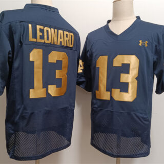 Men's Notre Dame Fighting Irish #13 Riley Leonard Navy With Name Limited Stitched Jersey