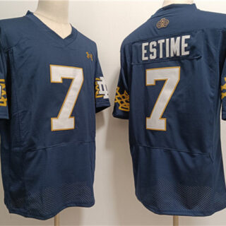 Men's Notre Dame Fighting Irish #7 Audric Estime Navy With Name Limited Stitched Jersey