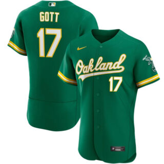 Men's Oakland Athletics #17 Trevor Gott Green Flex Base Stitched Jersey