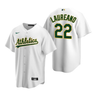 Men's Oakland Athletics #22 Ramón Laureano White Cool Base Stitched Jersey