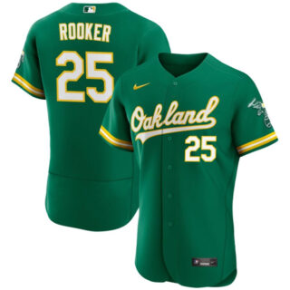 Men's Oakland Athletics #25 Brent Rooker Green Flex Base Stitched Jersey