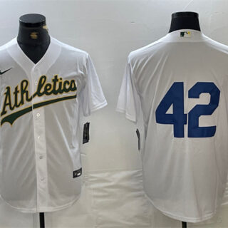 Men's Oakland Athletics #42 Jackie Robinson White Cool Base Stitched Jersey