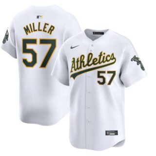 Men's Oakland Athletics #57 Mason Miller White Home Limited Stitched Jersey