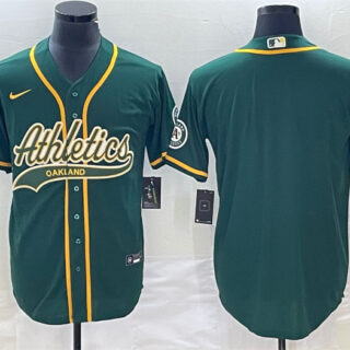 Men's Oakland Athletics Blank Green Cool Base Stitched Baseball Jersey
