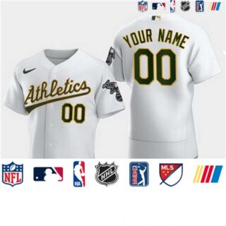 Men's Oakland Athletics Custom Nike White Flexbase Jersey