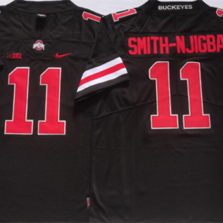 Men's Ohio State Buckeyes #11 SMITH-NJIGBA Black Stitched Jerseys