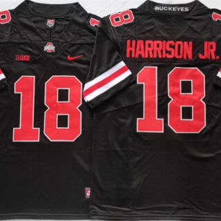 Men's Ohio State Buckeyes #18 Harrinson Jr Black Red Stitched Jersey