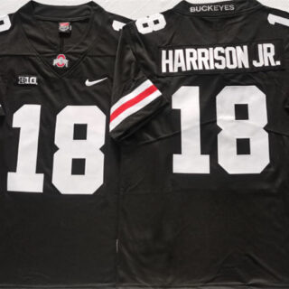 Men's Ohio State Buckeyes #18 Harrinson Jr Black White Stitched Jersey