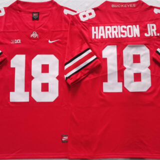 Men's Ohio State Buckeyes #18 Harrinson Jr Red Stitched Jersey
