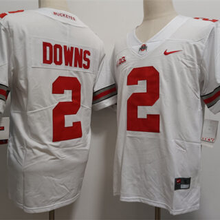 Men's Ohio State Buckeyes #2 Caleb Downs White Limited Stitched Jersey
