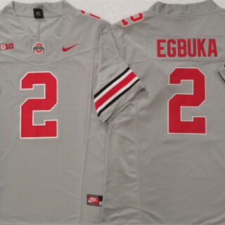 Men's Ohio State Buckeyes #2 Emeka Egbuka Grey F.U.S.E. Limited Stitched Jersey