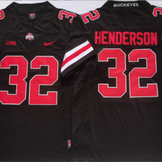 Men's Ohio State Buckeyes #32 HENDERSON Black Stitched Jerseys